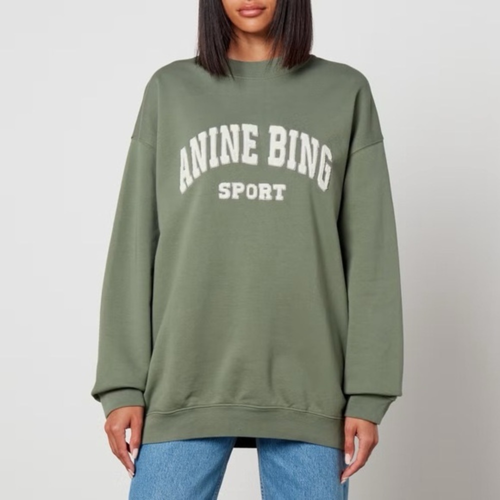 𝗔𝗕 ANINE BING Tyler Sport Green Womens Crew Sweater